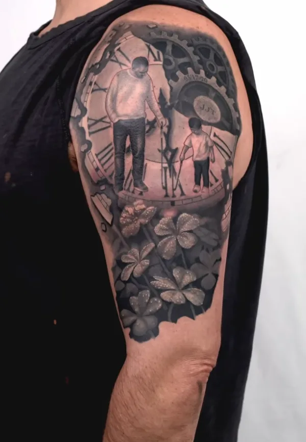 Black and grey realism tattoo by Damian Acosta