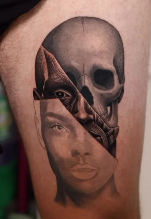 Black and grey realism tattoo by Damian Acosta