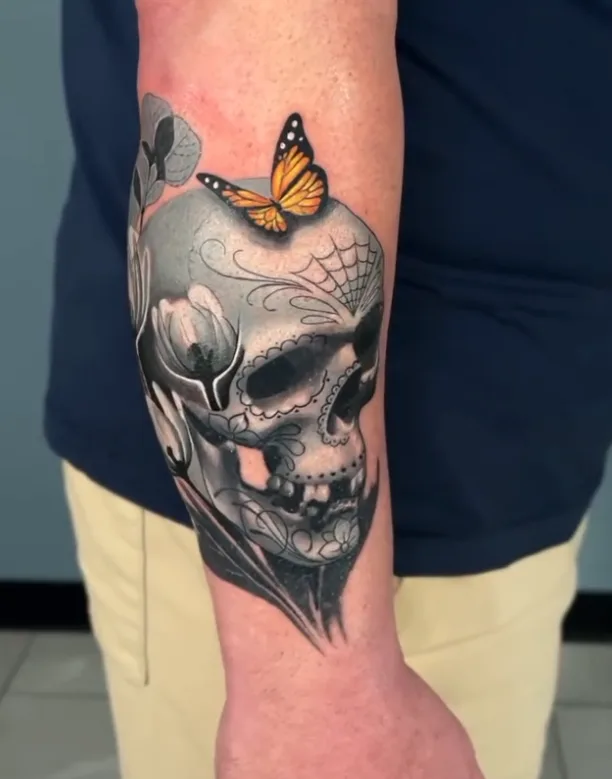 Black and grey realism tattoo by Damian Acosta
