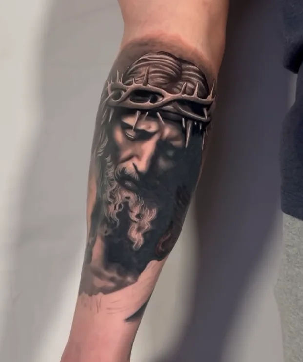 Black and grey realism tattoo by Damian Acosta