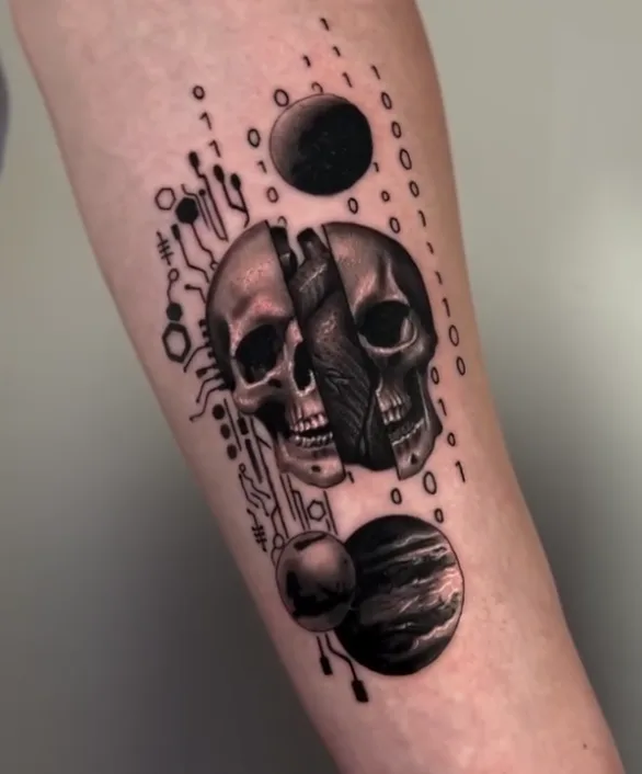 Black and grey realism tattoo by Damian Acosta