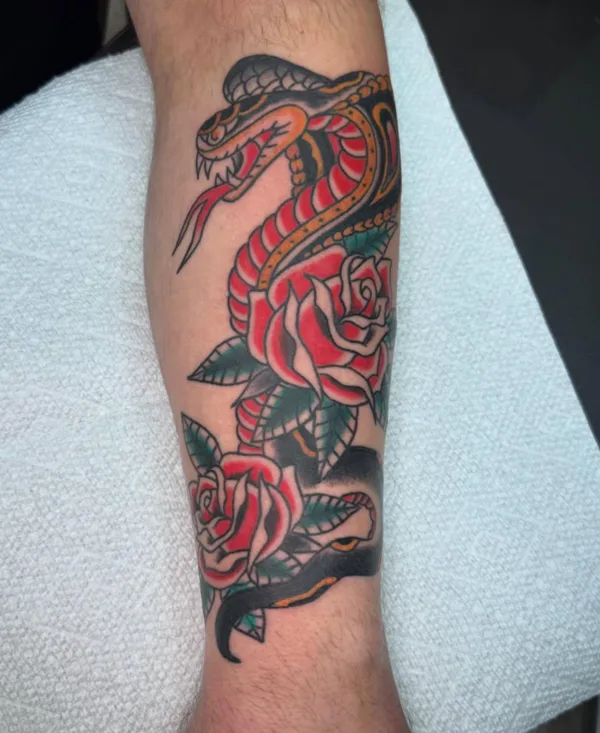American Traditional tattoo by Dan Kurber